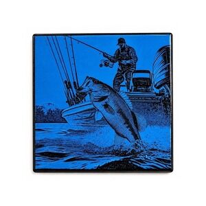 Bass Fishing Ceramic Coaster 4x4 Laser Engraved Fisher Angler Lake Cabin Decor